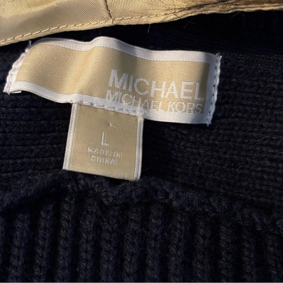 MICHAEL Michael KORS Faux-Fur Buckle Poncho Vest Navy Size L - Picture 12 of 14